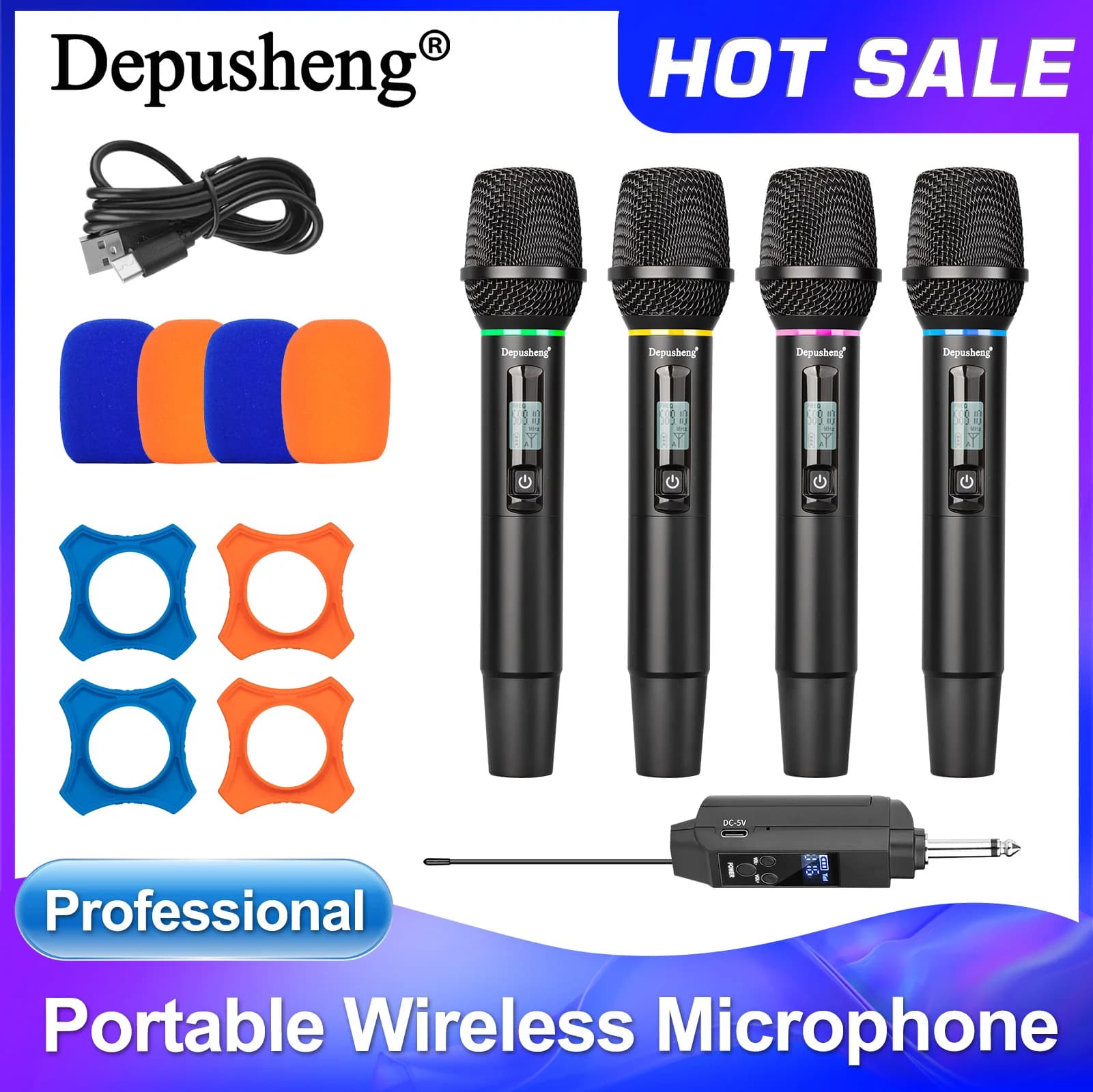 Microfono dinamico professionale KX1/2/4, microfono portatile per karaoke, microfono wireless per performance dal vivo all'aperto e canto.