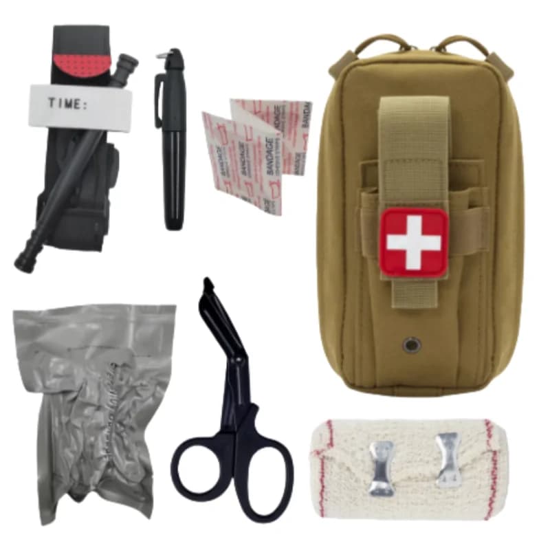 Kit IFAK da Campeggio 7 Pezzi Pacchetto Combinato | Kit Professionale di Pronto Soccorso con Laccio Emostatico Molle | Borsa di Pronto Soccorso per Esterni