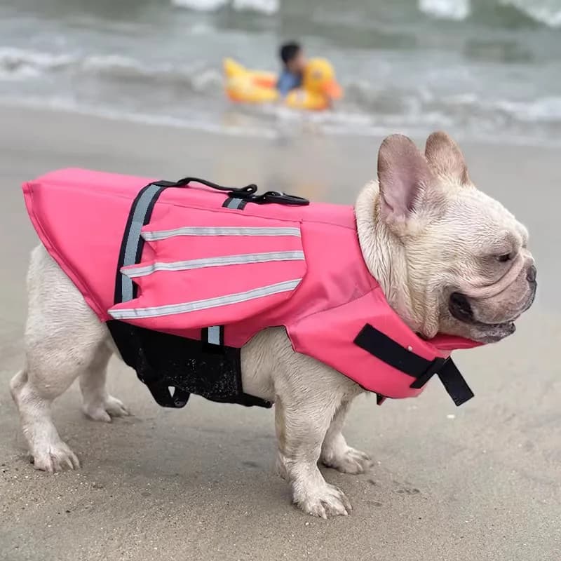 Giubbotto di salvataggio regolabile per cani con ali Cinghie per gilet estivo per animali domestici Attrezzatura da nuoto sicura per cani Vestiti per cuccioli Accessori per cani