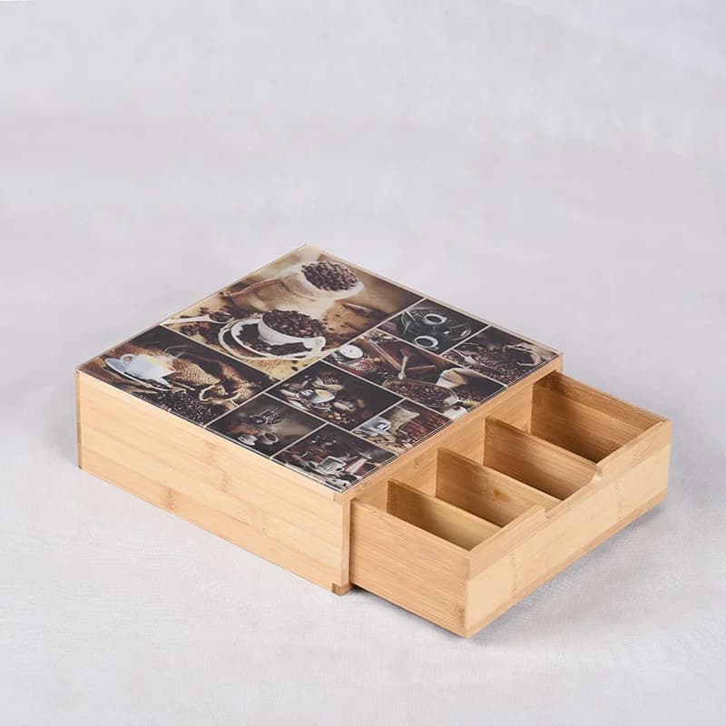 Firm New Bamboo and wood storage coffee box Household dried fruit box Chinese drawer tea bag storage coffee box