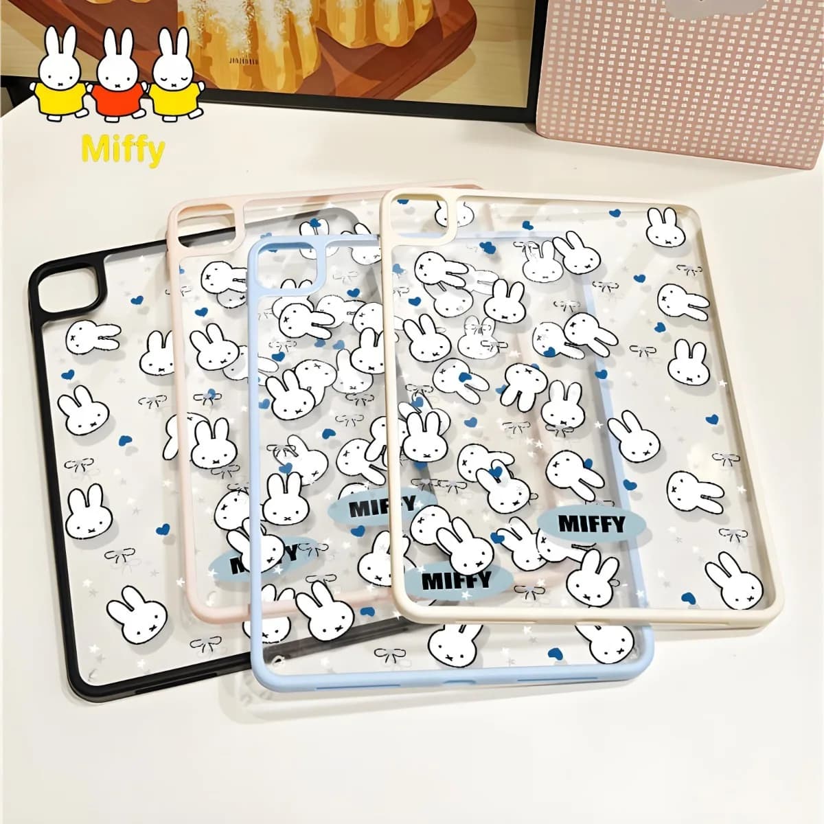 Custodia per tablet carina Miffy Rabbit Cartoon Bow Ipad11 Air 7 IPad 10/9/8/7 Tablet 10.9 Custodia protettiva in acrilico Mini7 da donna