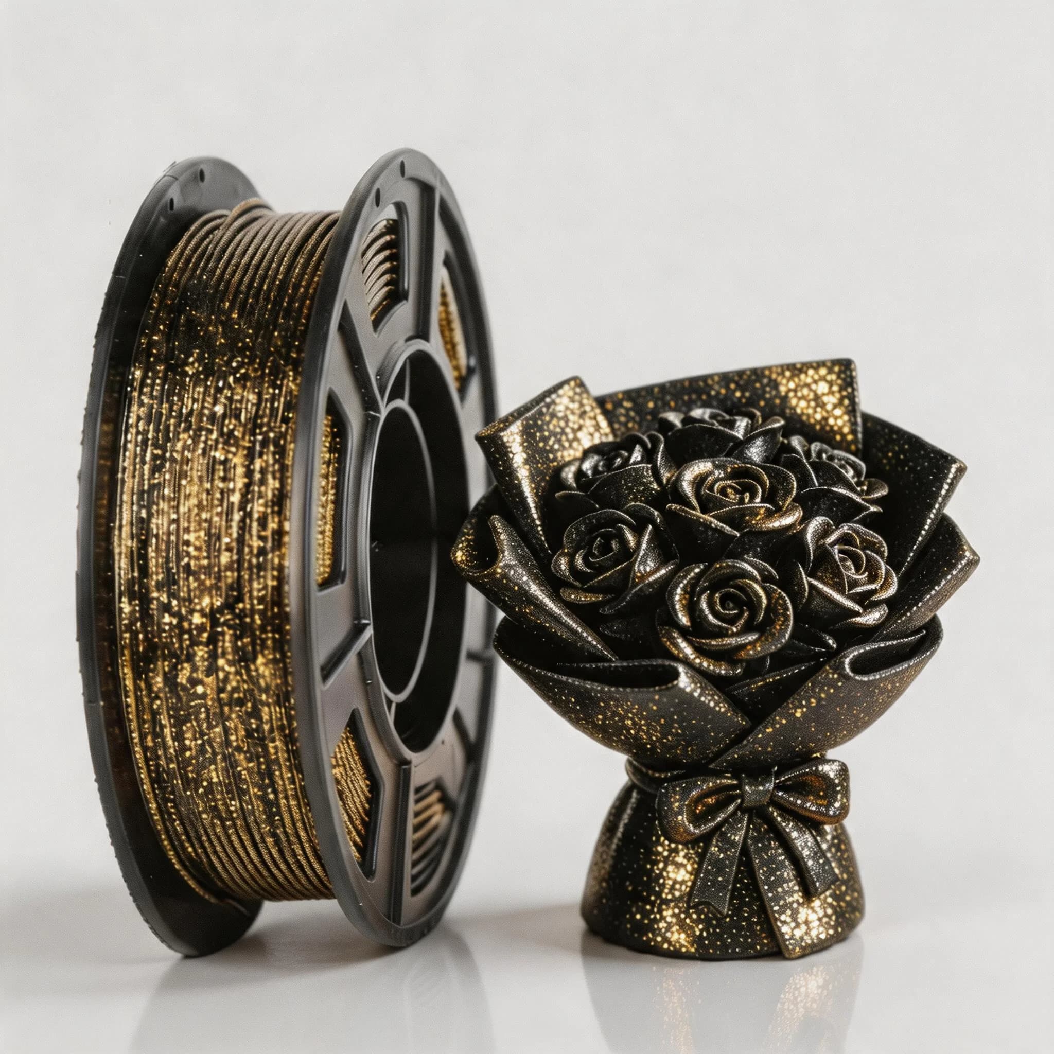 3D Printer Filament Galaxy Glitter PLA Filament 1.75mm 3D Printing Filament, Valentine's gift ,black Glitter Gold,250g,spool