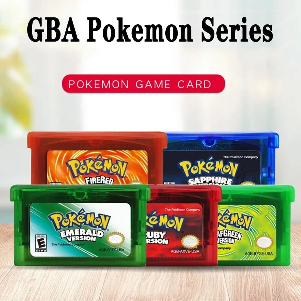 Cartuccia di Gioco Pokemon Serie GBA 32-bit per Console, Versioni Emerald, FireRed, LeafGreen, Ruby, Sapphire, Multilingue