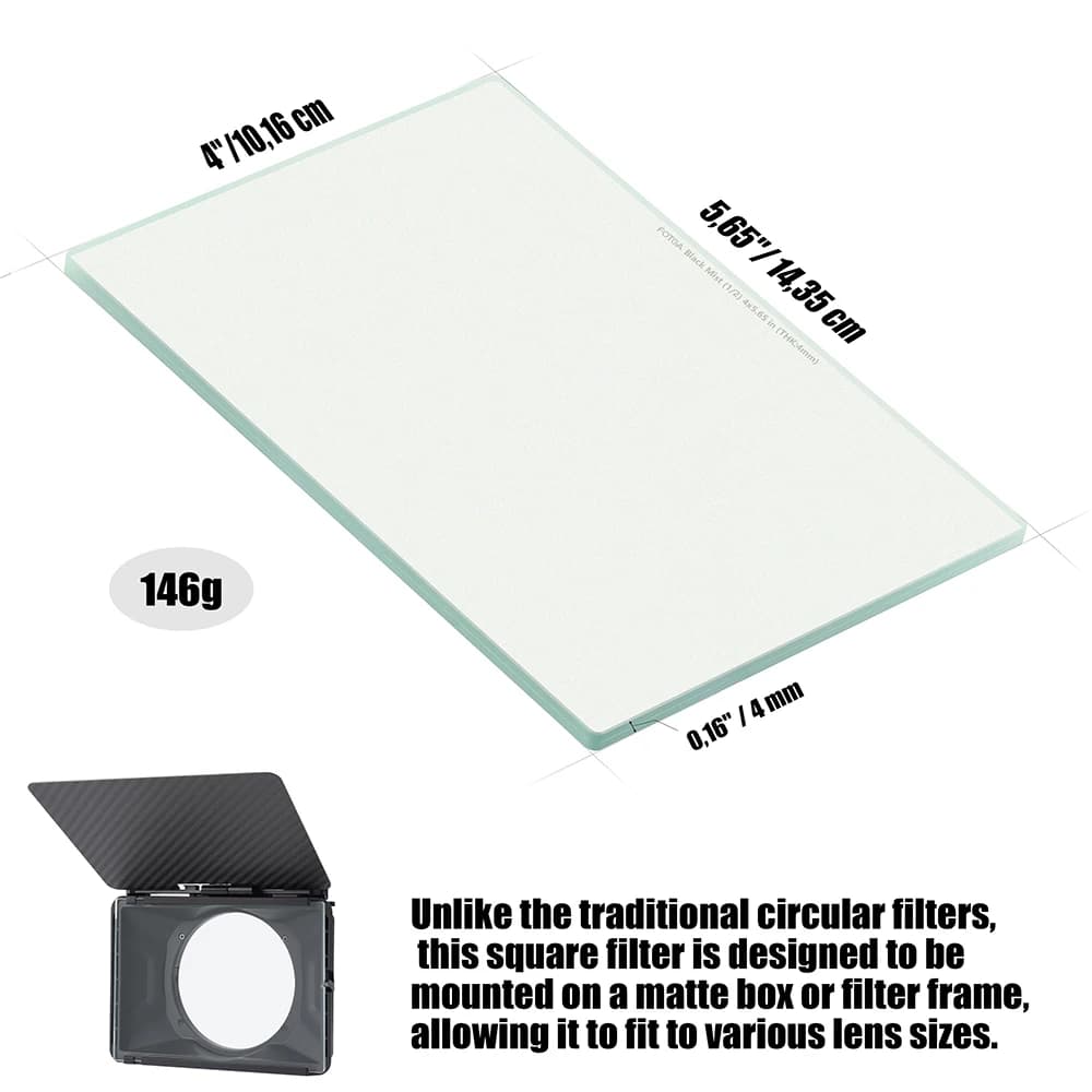 Fotga Filtri morbidi neri Cinema Grado 4x5,65" Filtri per la diffusione della nebbia morbida nera 1/8 1/4 1/2 4mm con rivestimento nano multistrato