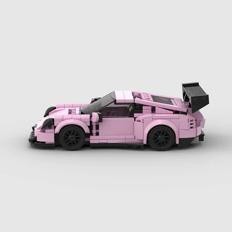 374pcs InhawBrick MOC RS Speed Racing Supercar Vehicle Building Blocks Pink Sports Car Bricks Model Toys for Kids Adults Gifts