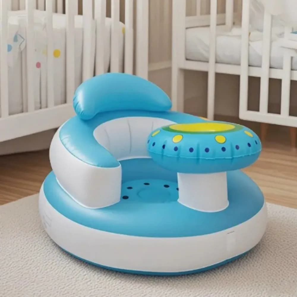 Seggiolino Gonfiabile Portatile Pieghevole per Neonati, Supporto per il Bagno, Sedia da Allenamento, Divanetto con Supporto per la Schiena, Ausilio per Vasca e Doccia, Accessorio per Bambini