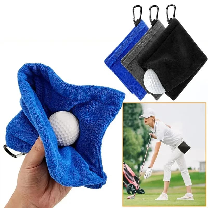 Asciugamano quadrato per la pulizia della pallina da golf in microfibra con moschettone Pulitore per assorbimento d'acqua Mazza da golf per pulire la testa