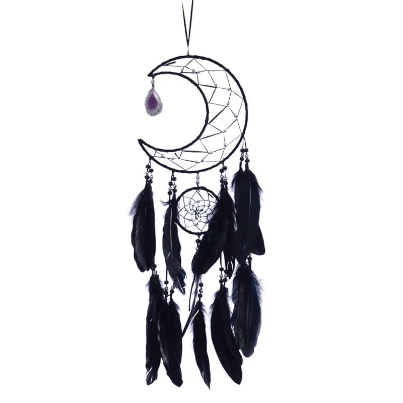 Moon Dream Catcher Feather Wind Chimes Hand-woven Wall Dreamcatcher Bedroom Hanging Birthday Festival Gifts Home Decoration