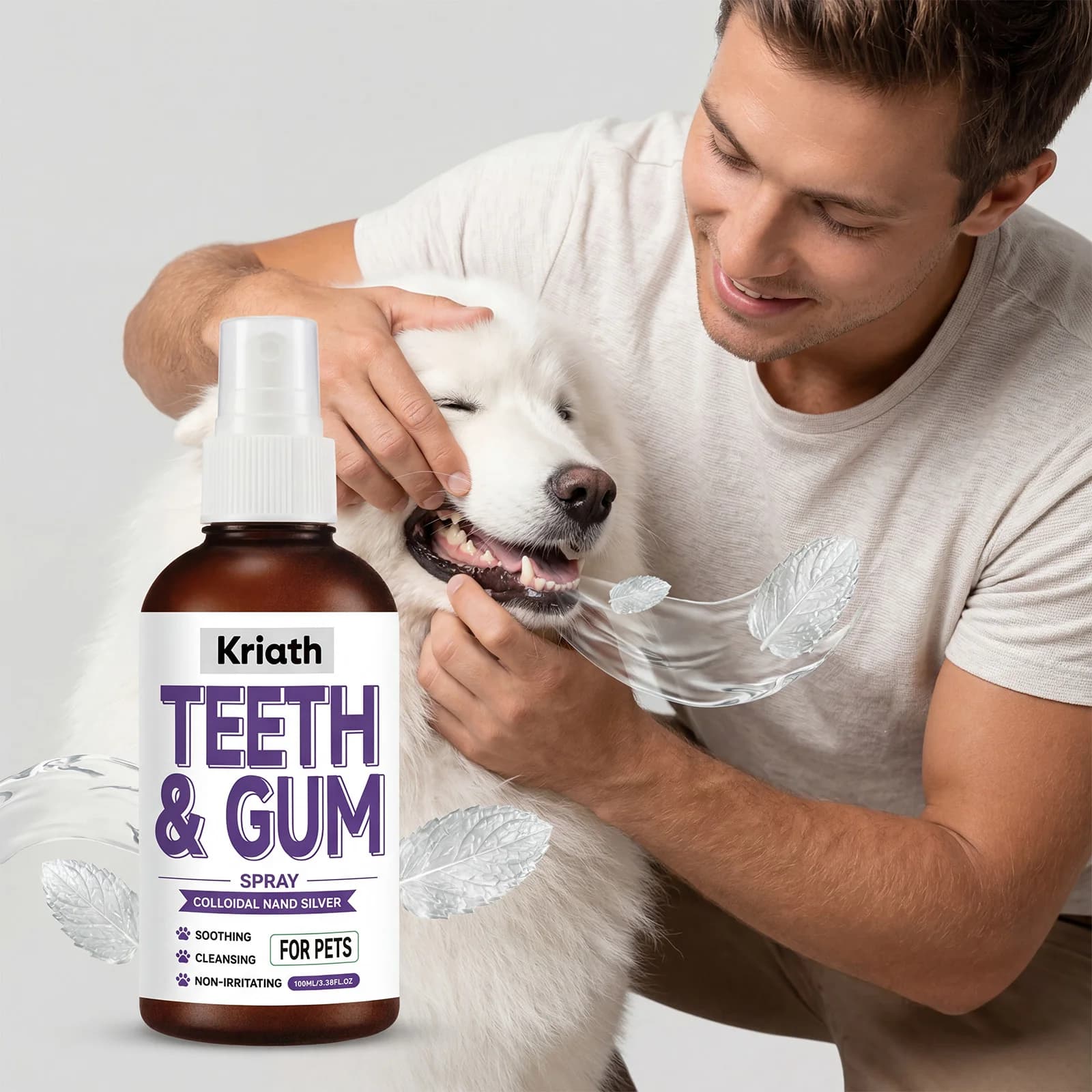 Dog Cat Teeth Gum Cleaning Spray Gum Care No Brushing No Rinse Mild Formula for All Ages Pets Easy Oral Hygiene Care Spray 100ml