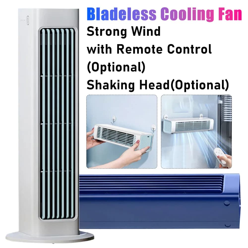 Bladeless Air Cooler Fan 3 Mode Strong Wind Electric Fan Multi-Purpose Desktop Standing Fan for Bedroom Living Rooom Bathroom