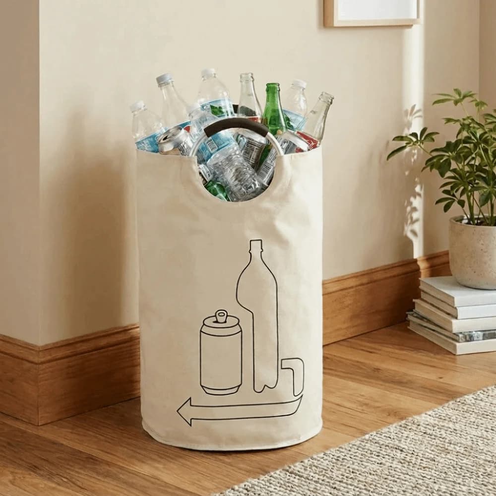 90 L Empty Bottle Storage Basket Oxford Cloth Folding Recycling Bin Bag Large Capacity with Handle Deposit Bottle Container