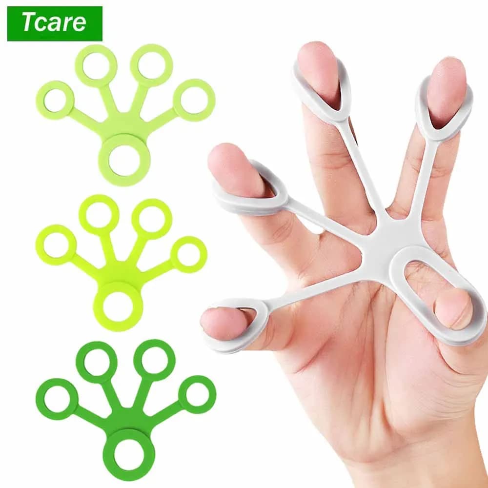 Tcare Espansore per le mani in silicone Impugnatura per le dita Allenamento per le dita Barella Trainer Fasce di resistenza per la forza Esercizio per il polso Fitness