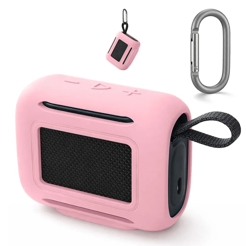 Shockproof Silicone Case Portable with Carabiner Silicone Cover Dirt-proof Waterproof for JBL GO 5 Bluetooth Speaker