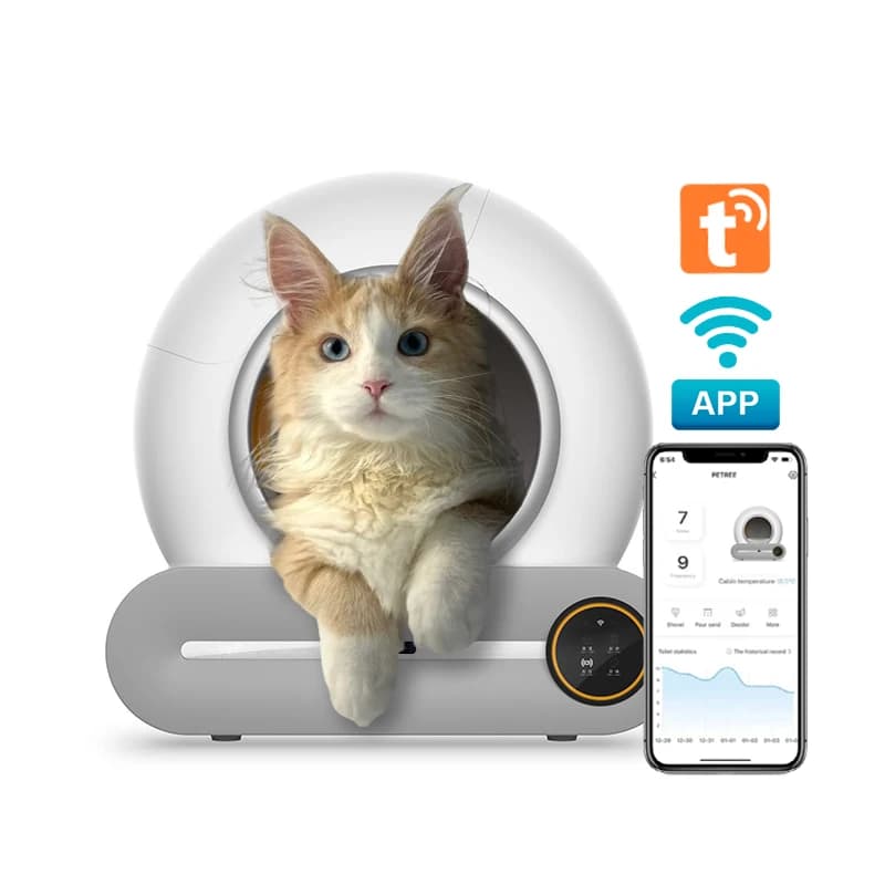 2024 Lettiera per gatti Wi-Fi automatica autopulente con controllo intelligente dell'app OEM con etichetta privata