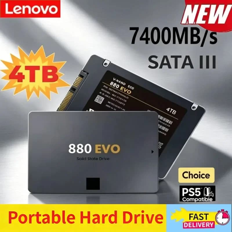 Lenovo 880 EVO SSD Interno 2TB 4TB Unità a Stato Solido SATA 3.0 MLC 2.5 Pollici per Laptop Desktop PC PS4 PS5 - Nuovo Disco Rigido