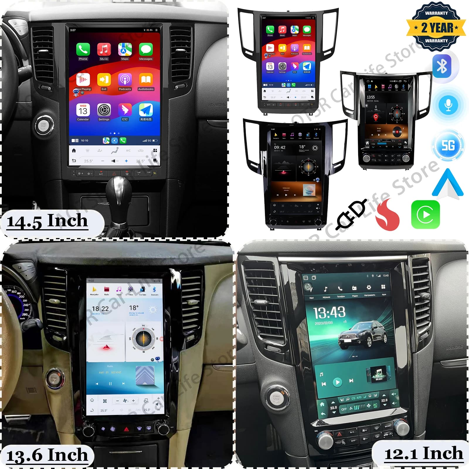 Qualcomm AI Schermo Vocale Android 13 Per Infiniti FX25 FX35 FX37 2009 ~ 2012 Qx70 2013 ~ 2016 Navigazione GPS Autostereo IPS unità principale