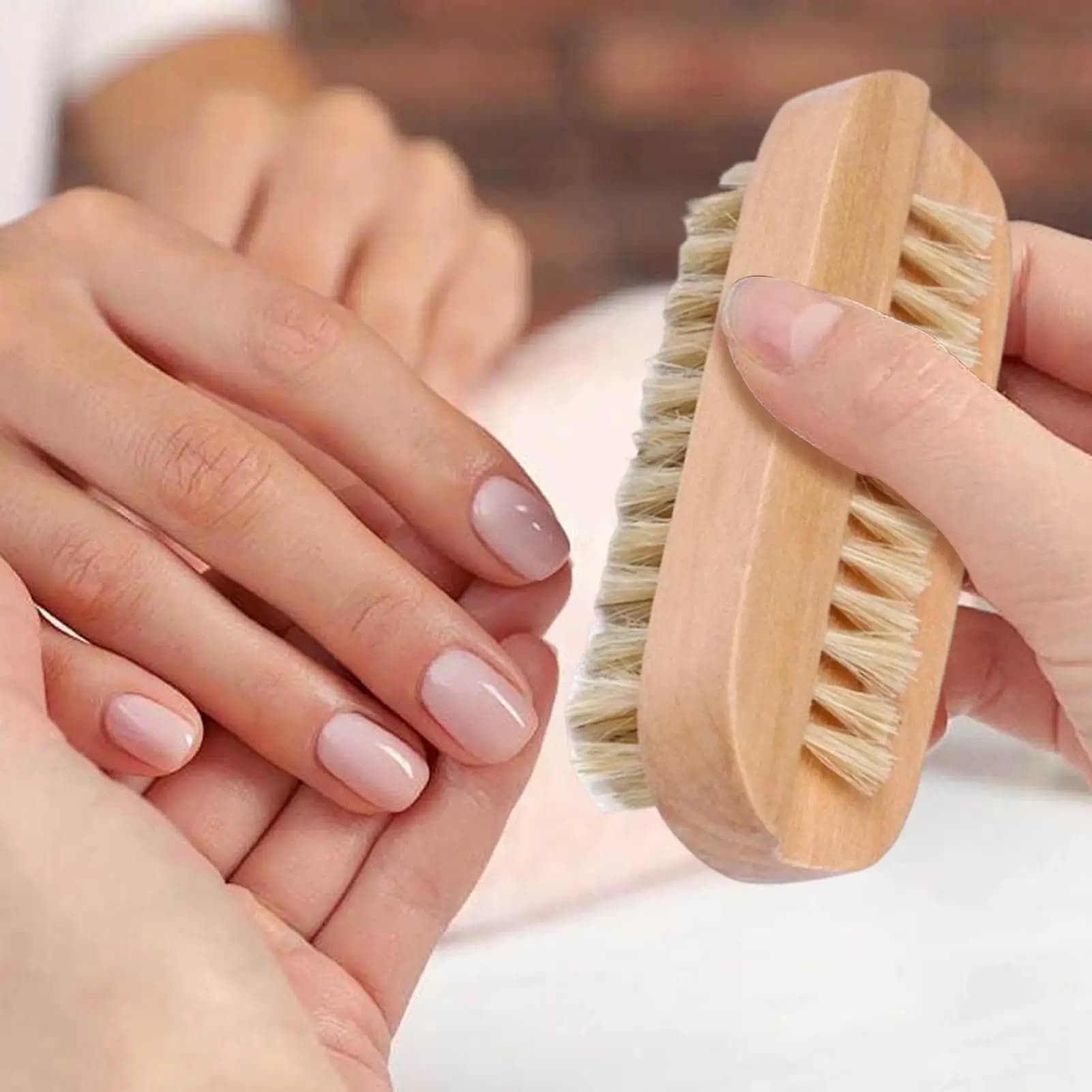 Double-sided Nail Brush Manicure Pedicure Wood Handle Soft Remove Dust Nail Cleaning Brush For Nail Care Scrubbing Tools