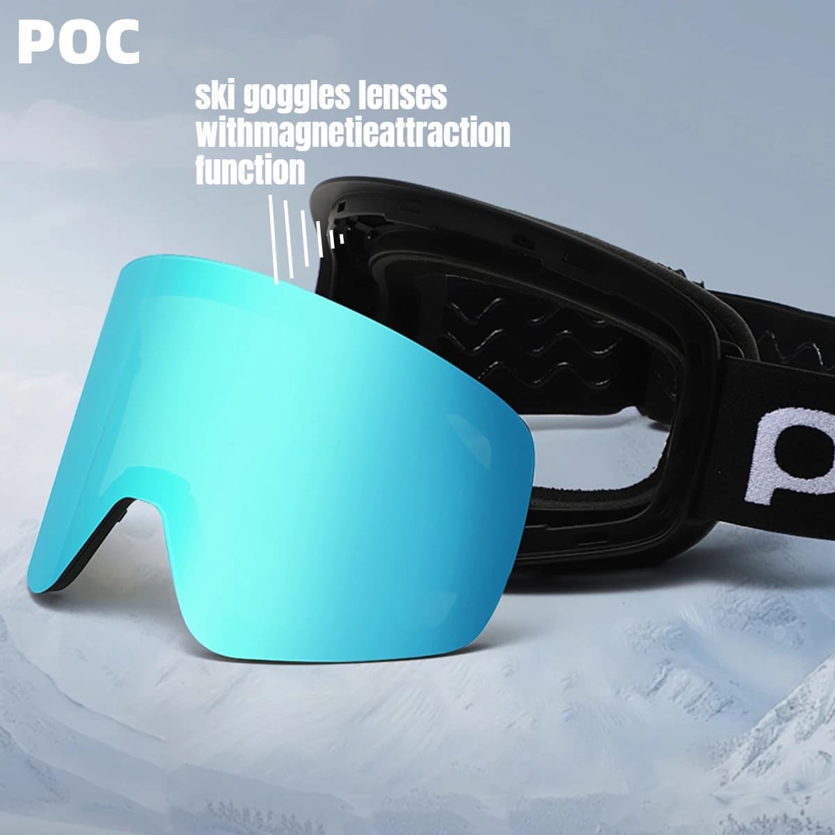 Occhiali da sci antiappannamento ad alta definizione POC. Lenti per occhiali con funzione diattrazione magnetica. Attrezzatura sportiva all'aria aperta per alpinismo