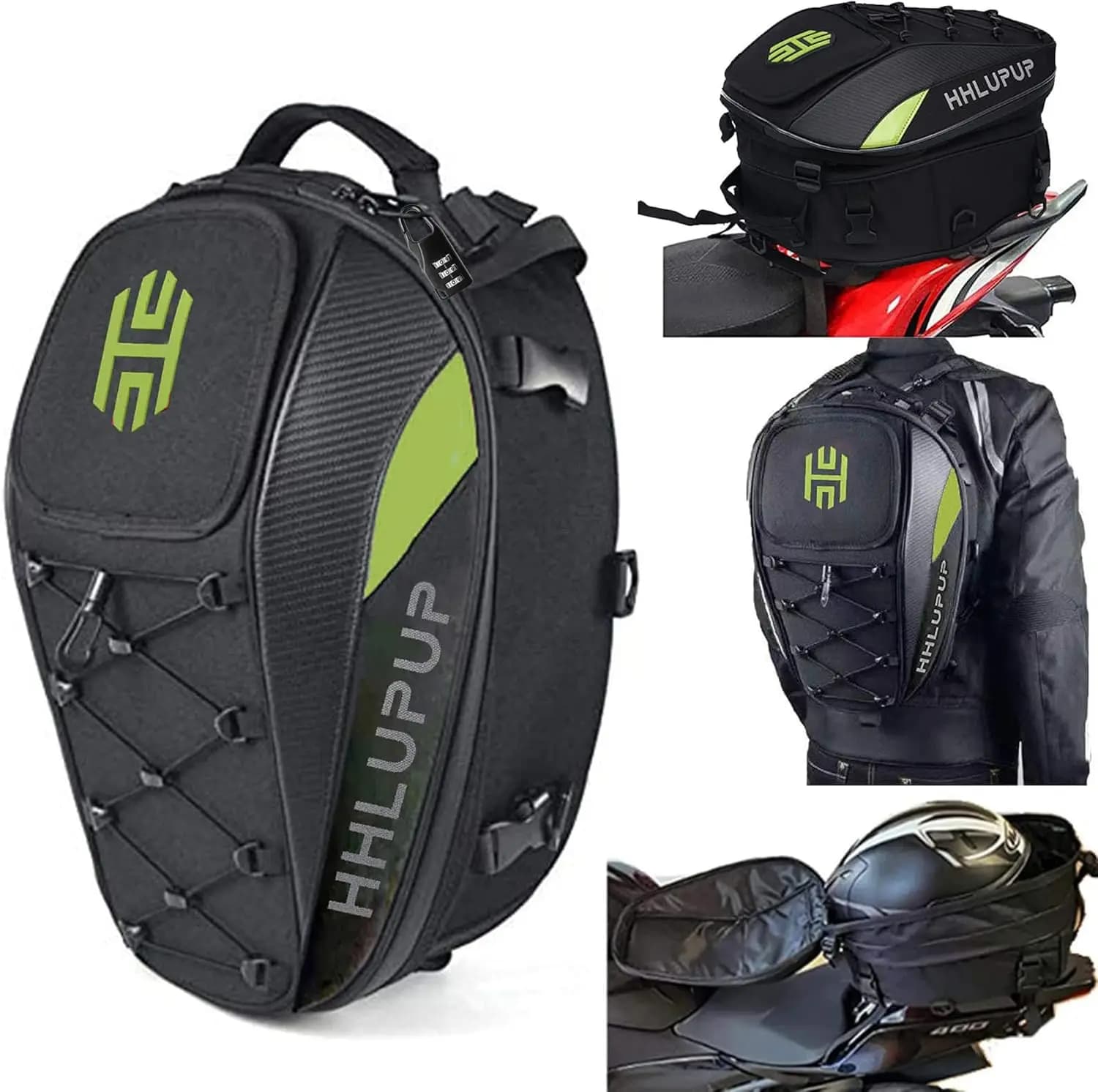 Borsa da Sella per Moto con Lucchetto a Combinazione 25L-38L, Zaino Convertibile per Casco, Borse Impermeabili per Moto da Cross e Viaggi su Strada