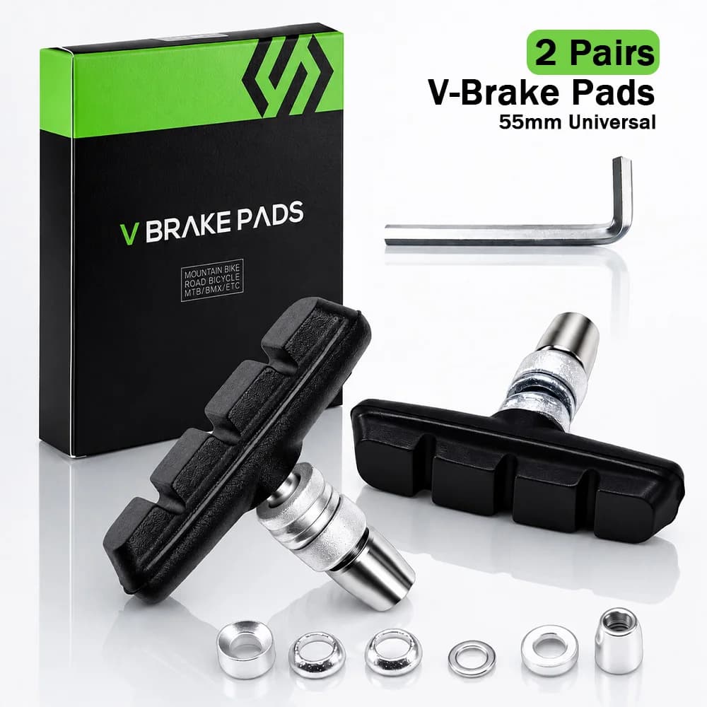 Chooee 2 Pairs 55mm V Brake Pads for BMX Road Mountain Bike, Silent Durable Bicycle Brake Pads Accessories