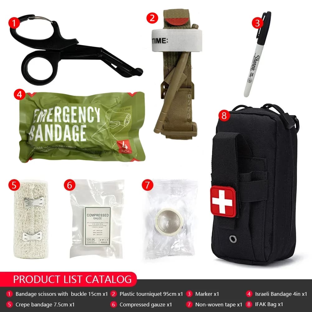 Tactical EMT Kit di pronto soccorso borsa con laccio emostatico forbici fasciatura per emergenza IFAK Trauma Combat
