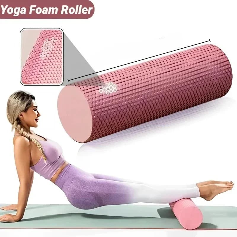 Hexagonal yoga roller: round EVA foam cylinder (diameter 15 cm and length 30 cm) for improved Pilates and Family Exercises
