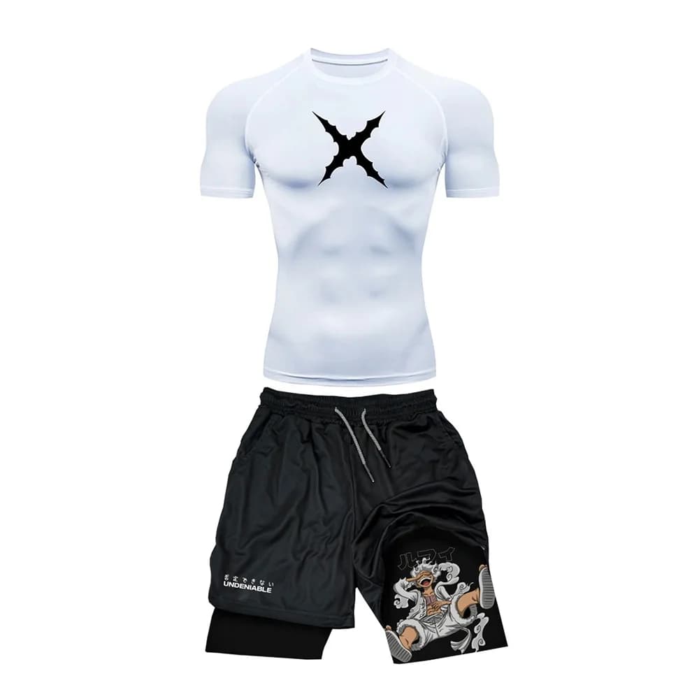 Nuovo Set Estivo ONE PIECE Luffy: T-shirt a Maniche Corte e Pantaloncini, Abbigliamento Sportivo Traspirante e ad Asciugatura Rapida per Uomo e Donna