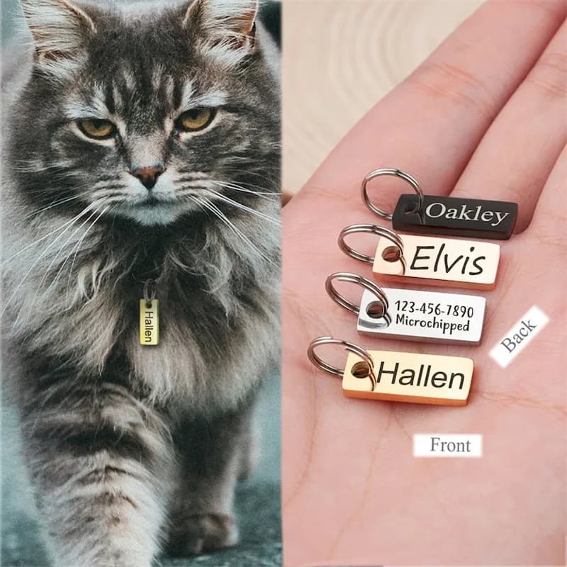 Targhetta per cani quadrata Anti-smarrimento personalizzata targhetta per cani in metallo con incisione Laser nome ID Tag collana portachiavi forniture per animali domestici personalizzate