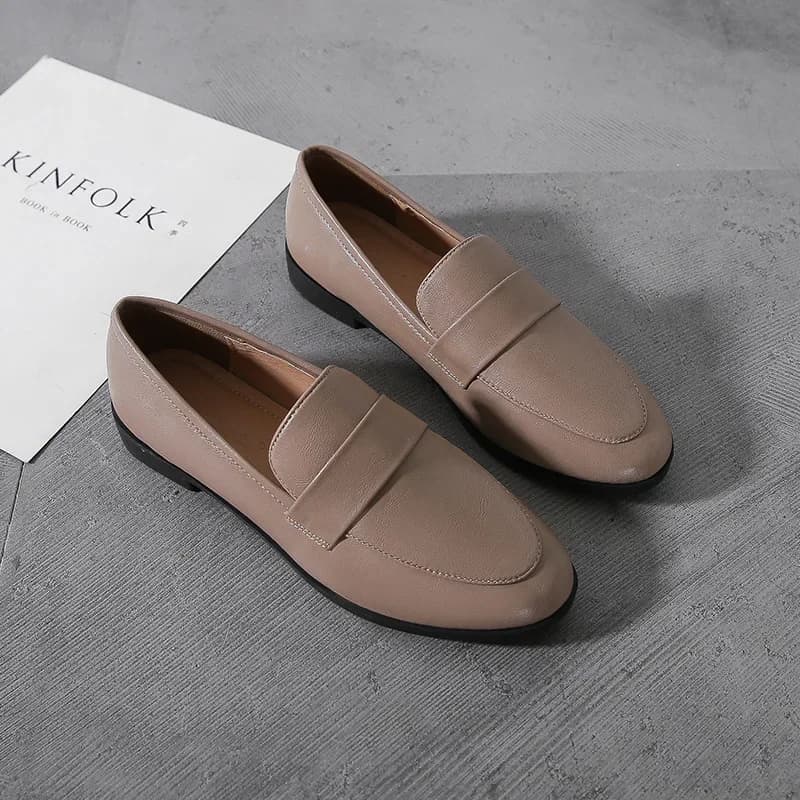 Scarpe Casual da Donna, Mocassini Piatti Primaverili e Autunnali, Nuove Scarpe in Pelle Vintage Versatili, Stile Britannico alla Moda Antiscivolo