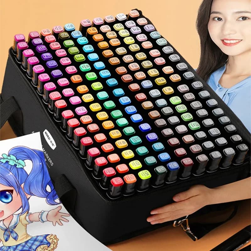 36/48/80 Color Oily Double-headed Marker Set Student Watercolor Pen DIY Animation Painting Waterproof Quick-drying Brush