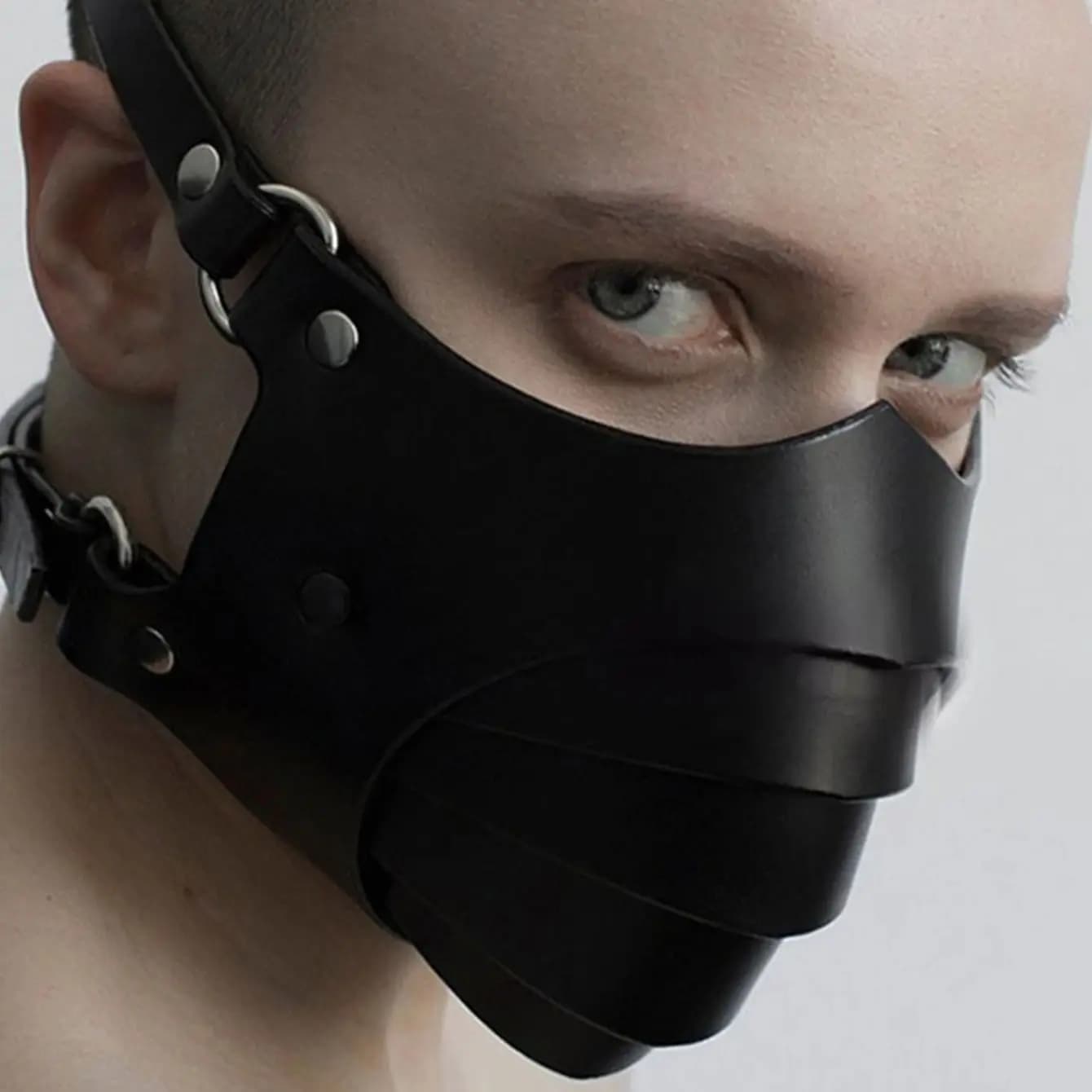 Maschera BDSM in pelle punk gotica Fetish Schiavo Moto Foschia Maschera Giochi per adulti Cosplay Party Mezza maschera Giocattoli sessuali