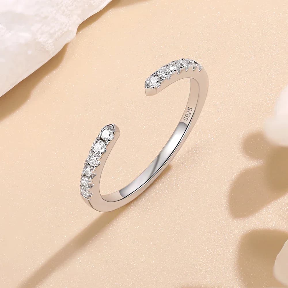 M-JAJA Anello Moissanite aperto per le donne Fede nuziale Anelli in argento sterling 925 con diamanti Regalo di compleanno Gioielleria raffinata placcata oro 18 carati