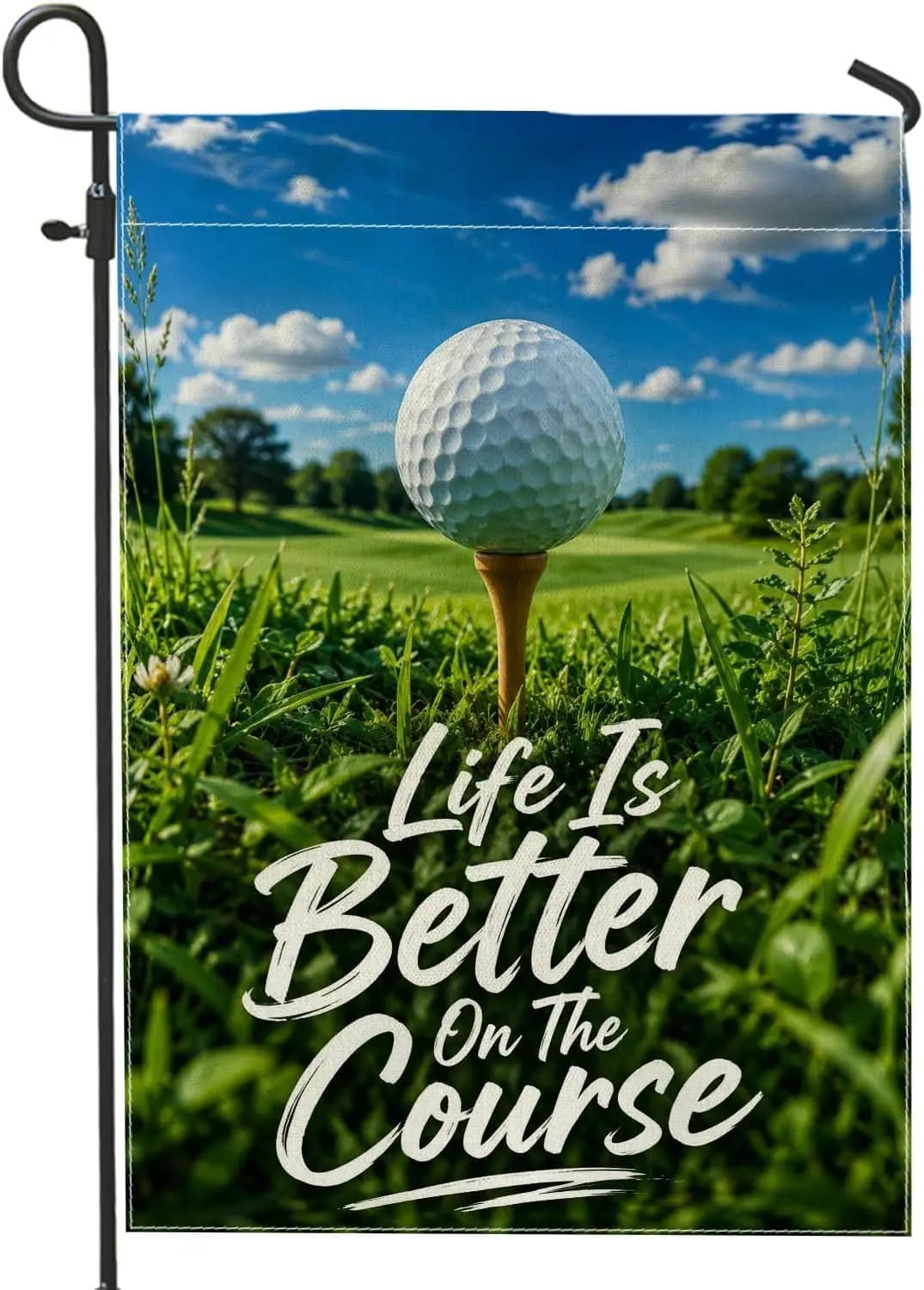 Golf Ball Garden Flag, Outdoor Sports Tee Grass Summer Green Burlap Double Sided Yard Decorative Flags for Outdoor Patio Law kkz