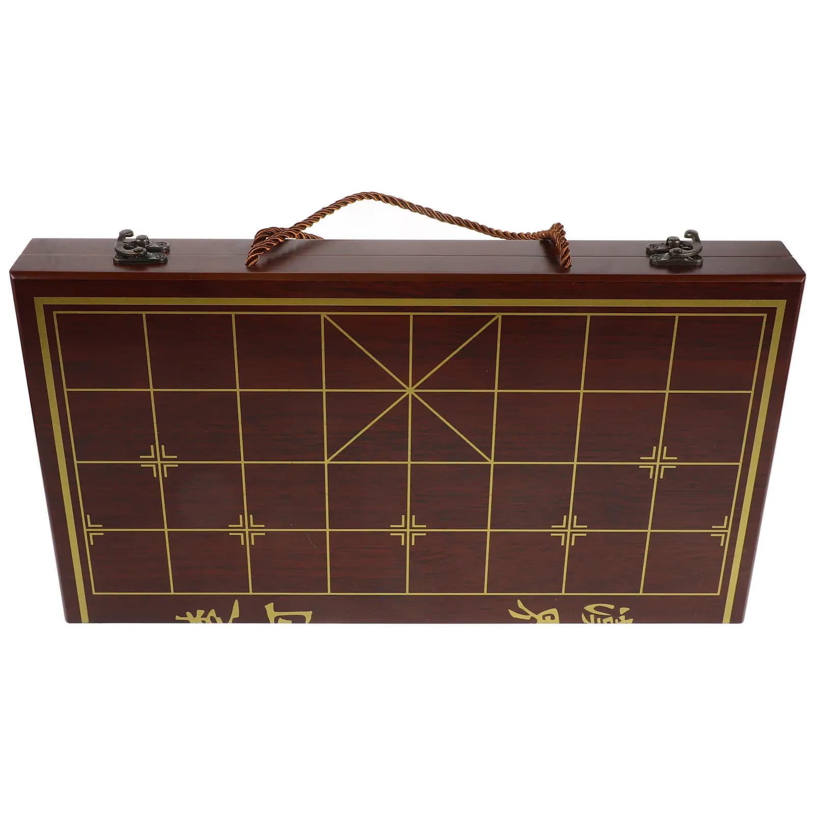 1Set Wooden Chess Set Xiangqi Dual-Purpose Storage Case and Foldable Board Portable Travel Chinese Chess Xiangqi Chinese Set