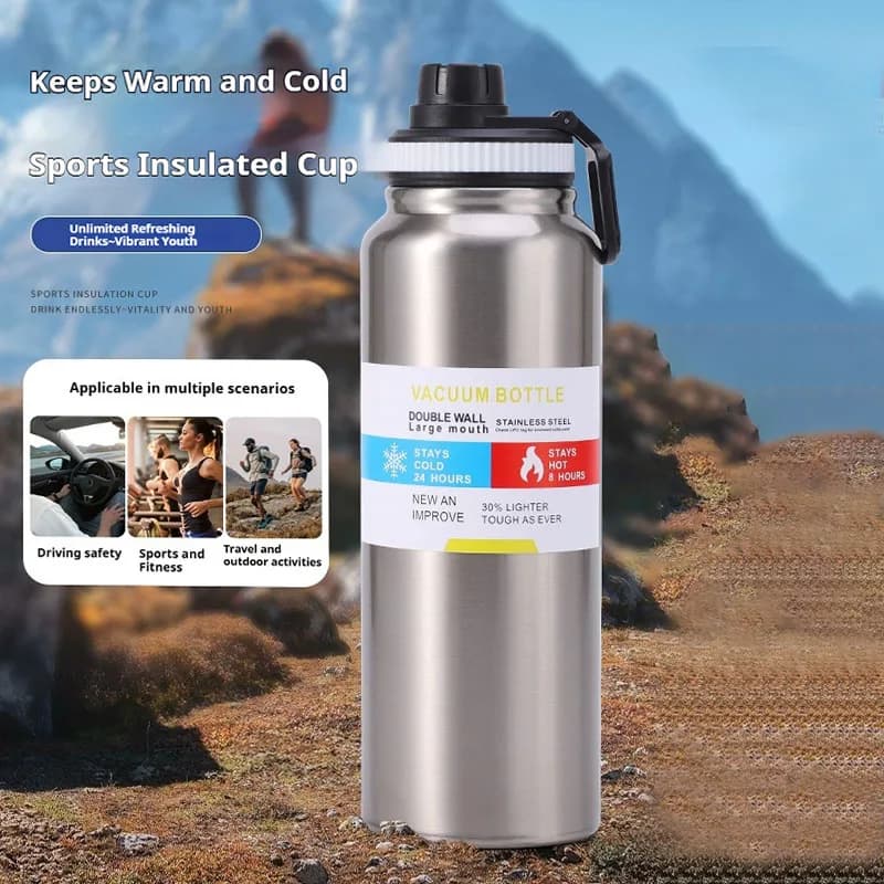 Borraccia Termica in Acciaio Inossidabile da 600/800/1000ML, Tazza Isolante per Esterni, Mantiene Freddo e Caldo, Thermos da Viaggio Sottovuoto
