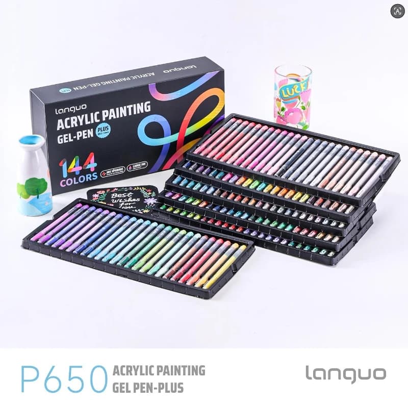 LANGUO 144/6 Colors Acrylic Gel Pen 1.0mm Large Capacity Student Writing Pen Painting Drawing School Office Supplies Stationery