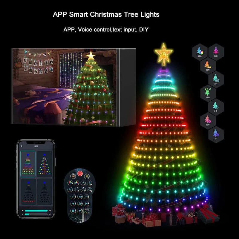 7FT 400LED Luci intelligenti per albero di Natale Luci LED fata con Star Topper App che cambia colore fai-da-te remoto per la decorazione dell'albero di Natale