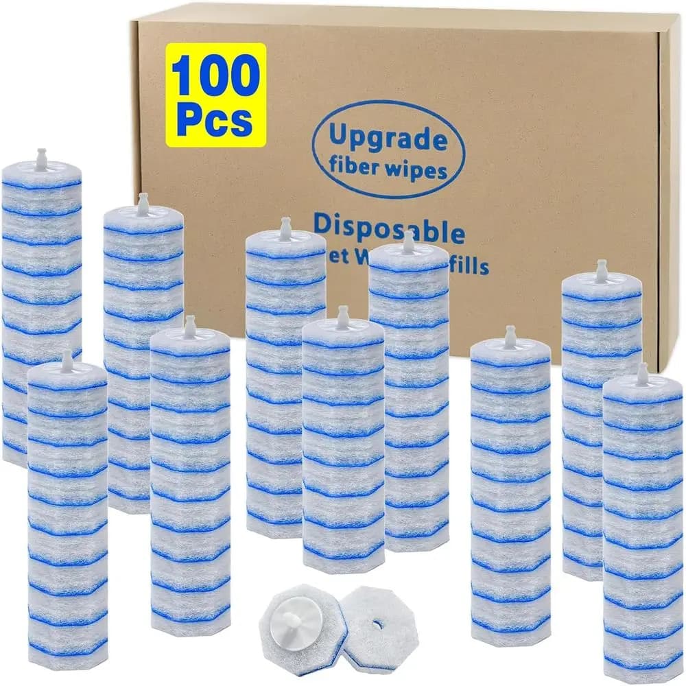 100 Toilet Brush Reels, U.S. and Drop Brush Compatible with ToiletWand Cleaning System, Toilet Cleaning Brush Improved