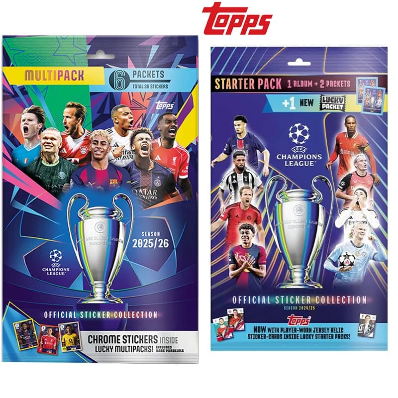 Topps 2025/26 Champions League Stickers Multi-Pack Complete Starter Gift Box Premium Soccer Collector‘s Edition Gift Collection.