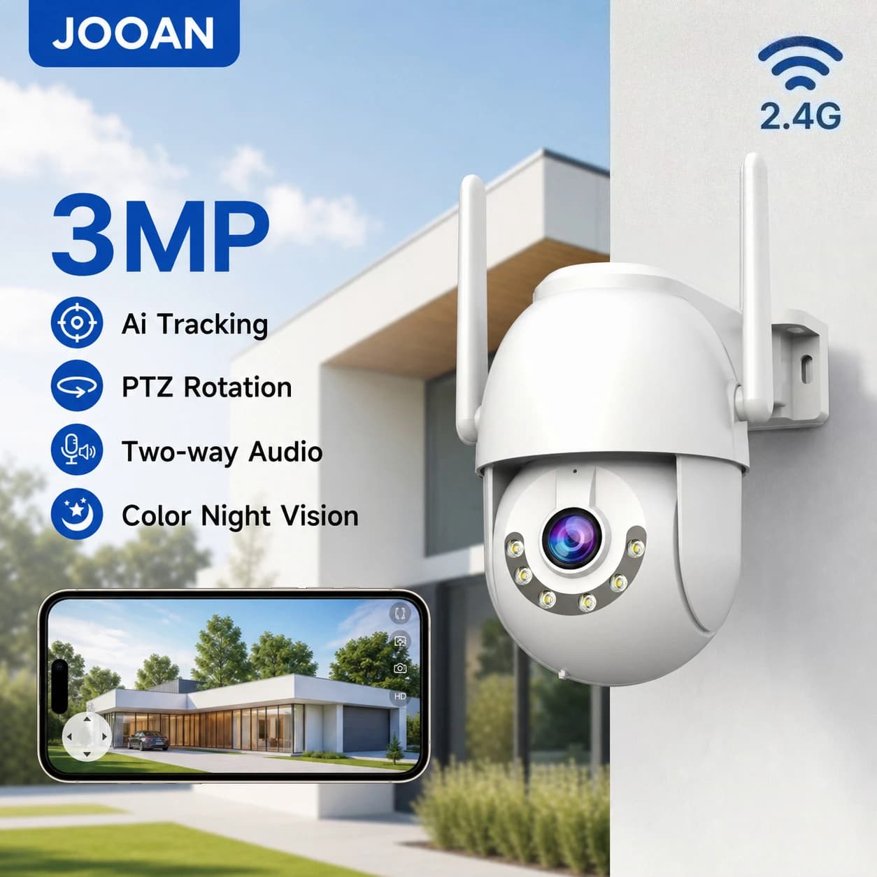 JOOAN 3MP WIFI IP Camera Outdoor 5X Zoom Auto Tracking Night Vision Security Protection Camera