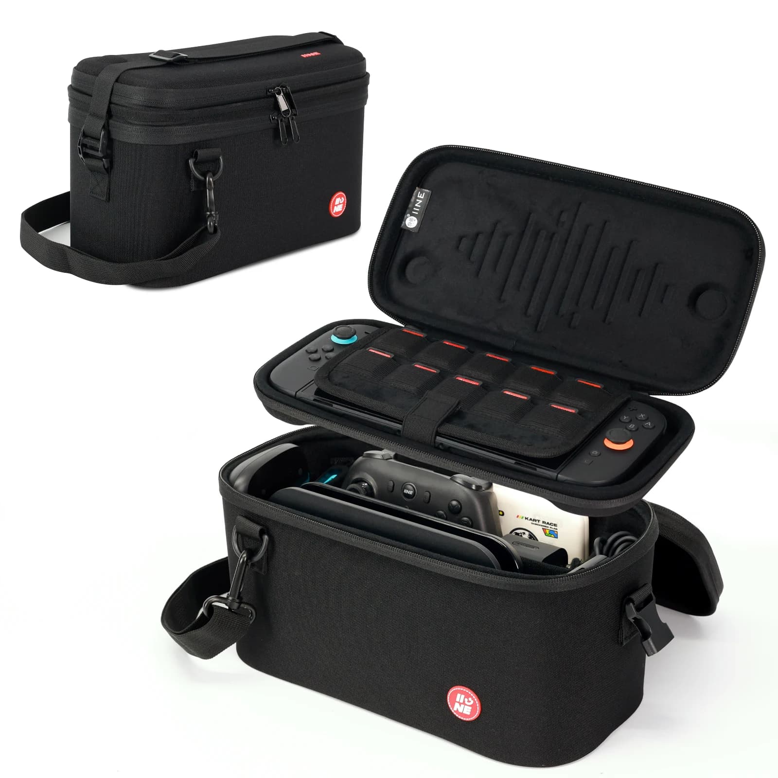 SACCHETTO DI STORAGGIO IINE SPLIT PER SWITCH 2/Grande capacità e design staccabile e materiale EVA durevole, antiurto e drop-re