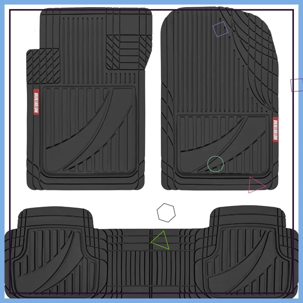 Tappetini per Auto Resistenti per Tutte le Stagioni - Adattabili Universalmente per Auto, Camion, SUV - Protezione Interna in Gomma Nera Ritagliabile