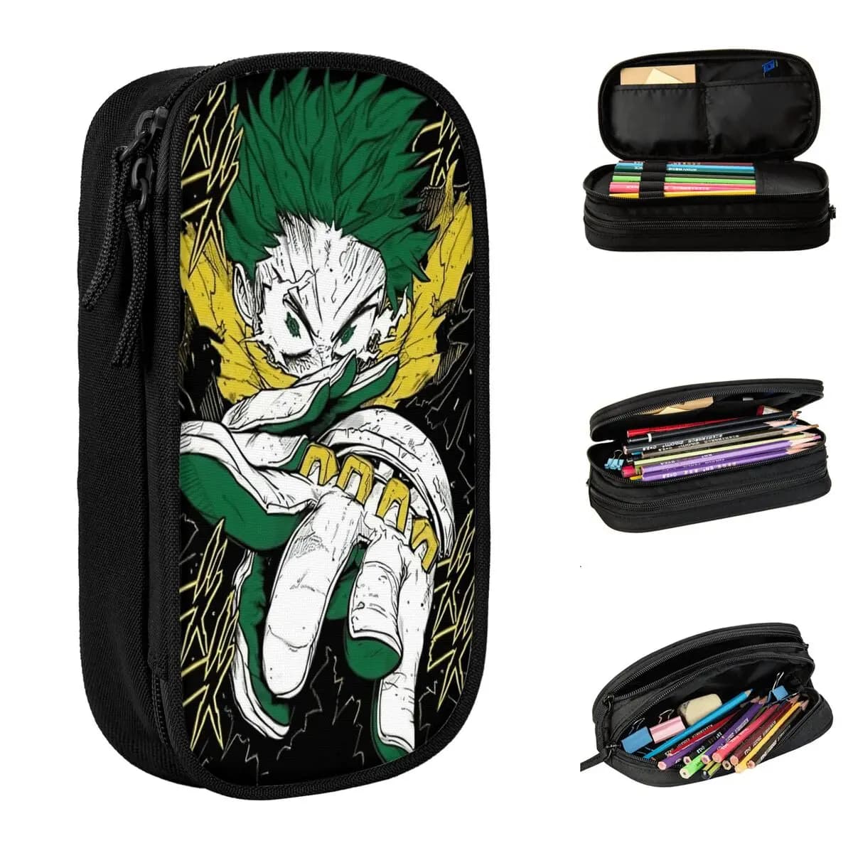 Astuccio per matite My Hero Academia con Deku Punch, astucci portapenne, scatola per penne, per ragazze e ragazzi, borsa di grande capacità, per studenti, con cerniera, articoli di cancelleria