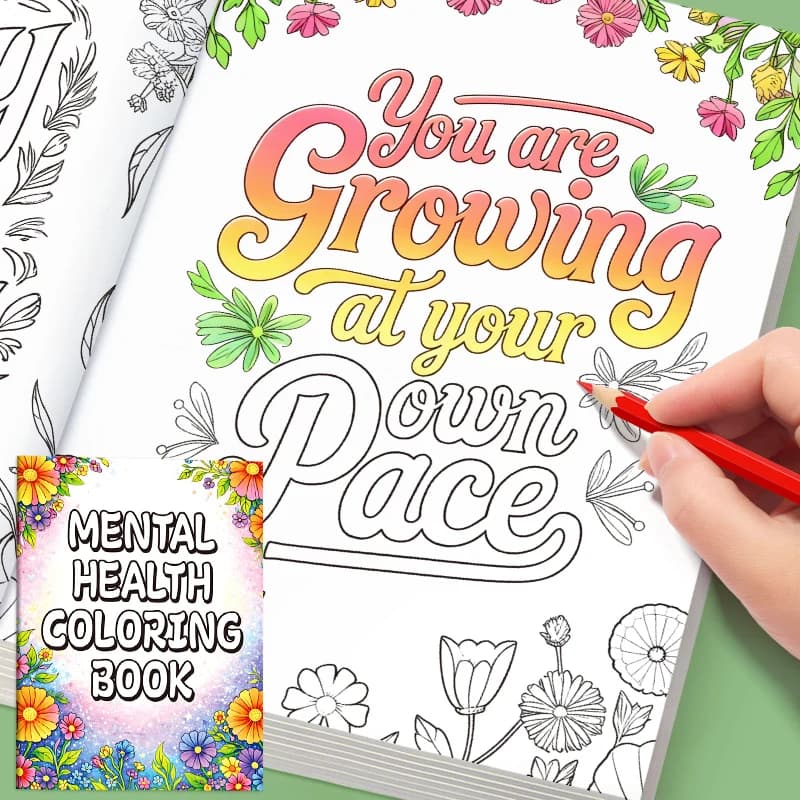 Mindfulness and Stress-Relief Coloring Book, Healing Forest-Themed Plant Patterns, Fine Thick Drawing Paper, Soothing for Body and Mind, Gentle Healing Quotes, Simple and Fresh Text Patterns.