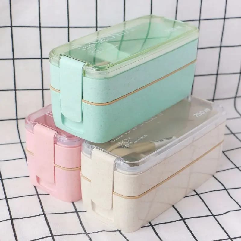 Cucina 750ml microonde Lunch Box paglia di grano stoviglie contenitore per alimenti bambini bambini scuola ufficio Bento Box portatile
