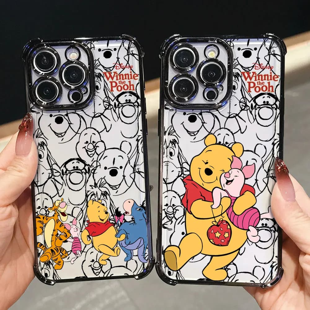 Protective Housing of Luxury Winnie The Pooh Disney for iPhone 17E 17 16 Pro 15 14 13 12 11 Pro Max Air 16 E Plus in Silicone