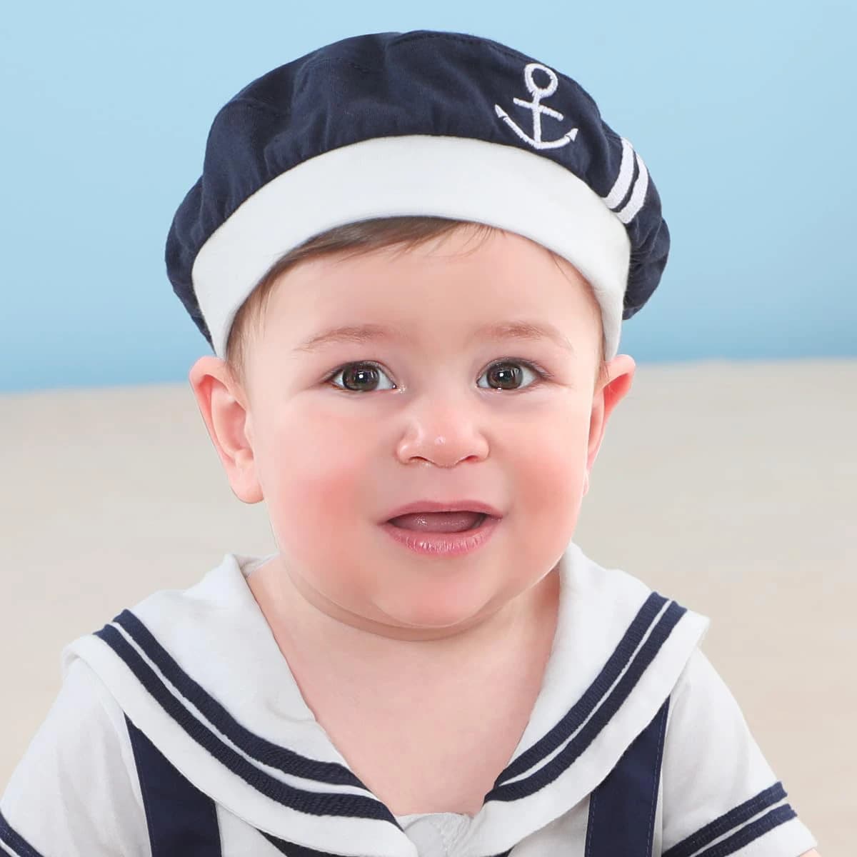 Sailor Hat Baby Boy Captain Party Cosplay Costume Props White Navy Military Hat Marine Cap With Anchor 0-12 Months