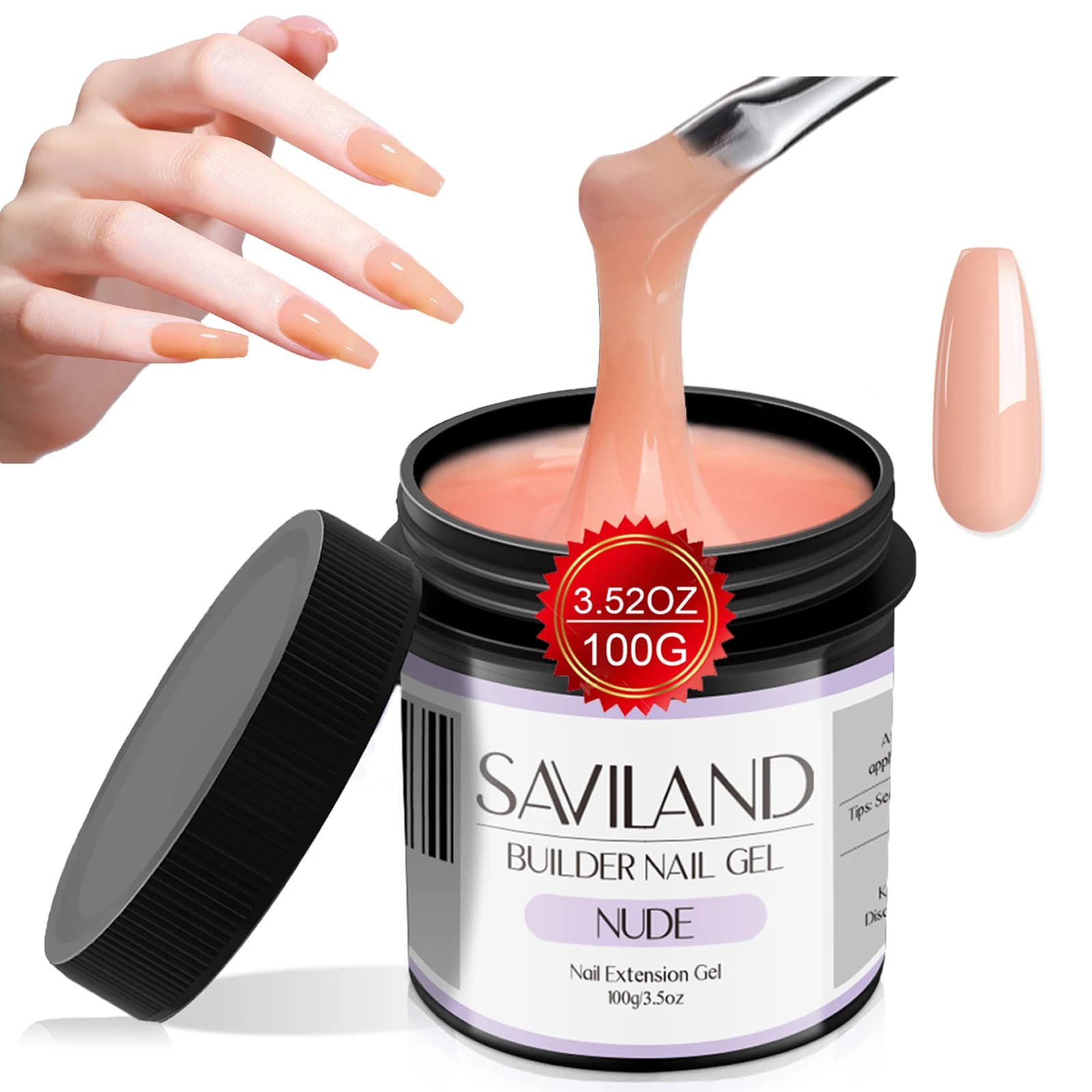 SAVILAND Gel Costruttore Unghie Nude Rigido 100g (3.5oz) UV LED per Estensione, Rinforzo, Riparazione, Scultura, Arte Fai-da-te, Manicure Professionale e Domestica