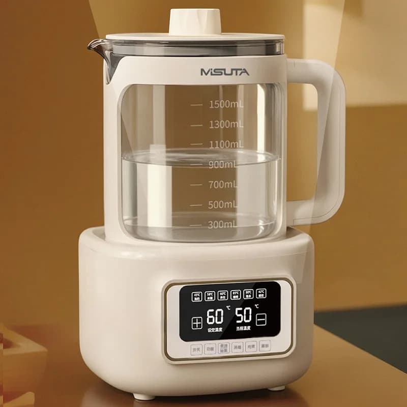 Electric kettle 1.5 liters entirely made of glass for children, milk supply Water kettle 72H Multifunctional health teapot Auto Keep warm 220V