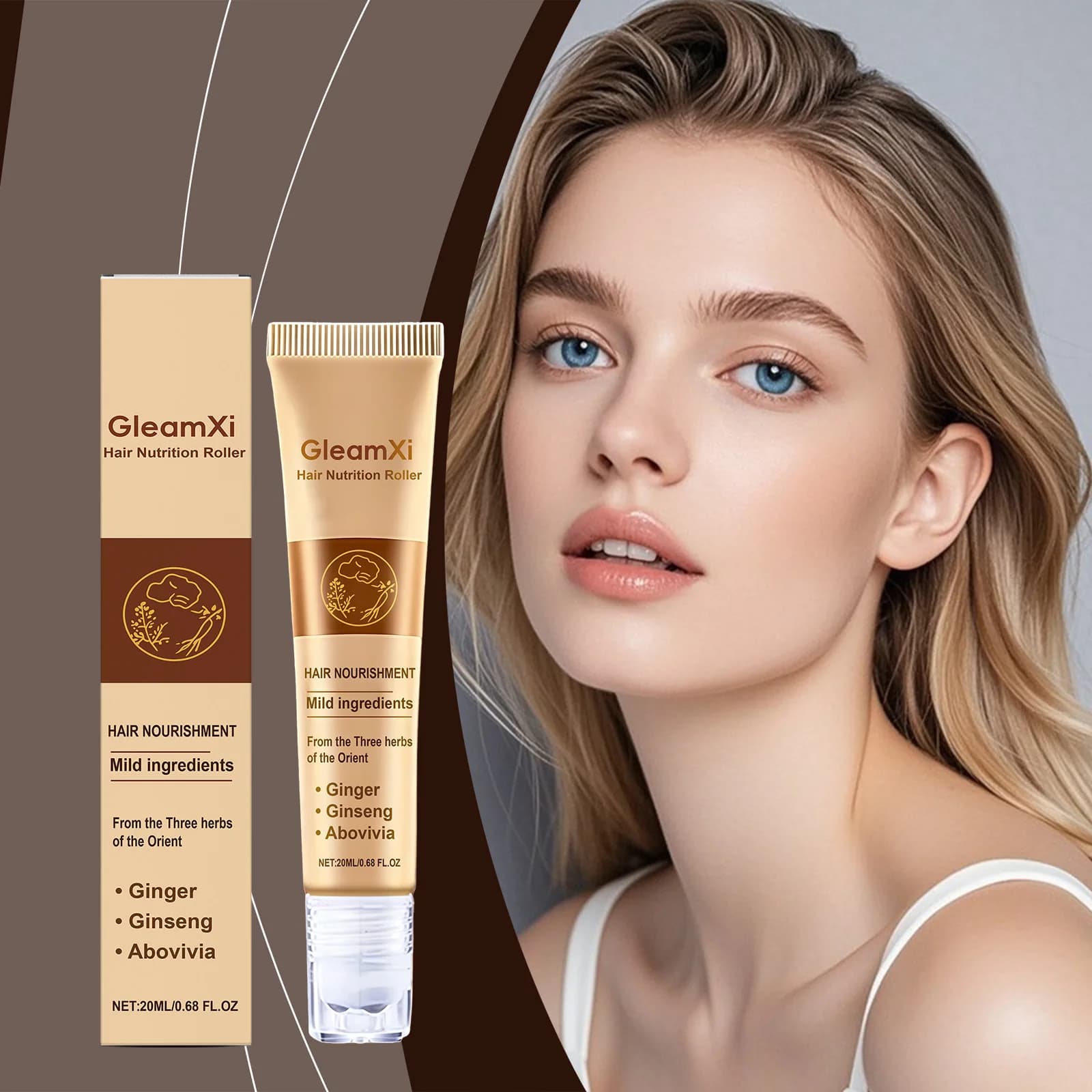 Siero per la crescita del rullo per la nutrizione dei capelli Bellezza Cura dei capelli Ricrescita densa Zenzero Ginseng Cuoio capelluto Nutrire i capelli Promozione della rigenerazione